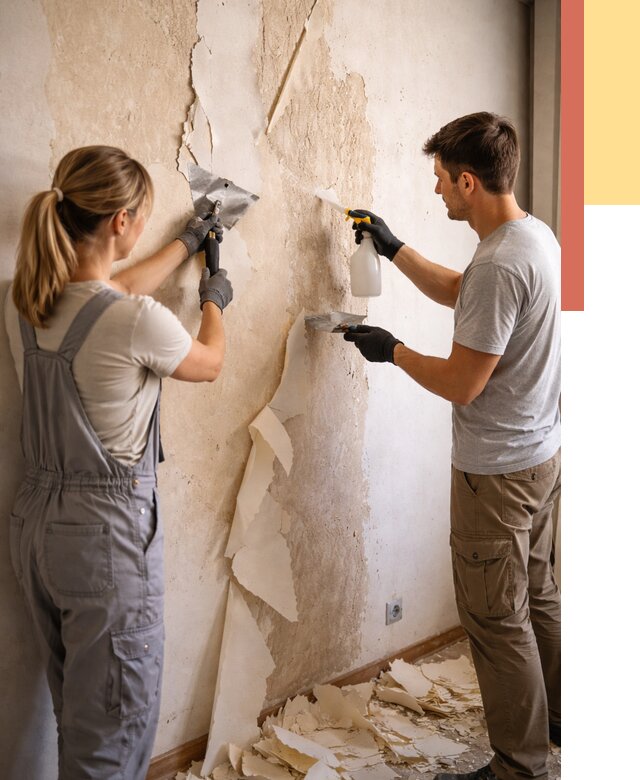 Снятие старых обоев в Подольске от 5469 руб. под ключ недорого | ОТДЕЛОЧНИК-Пдл