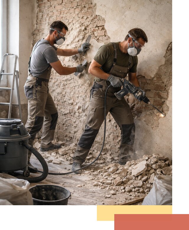 Демонтаж штукатурки со стен в Подольске быстро и аккуратно