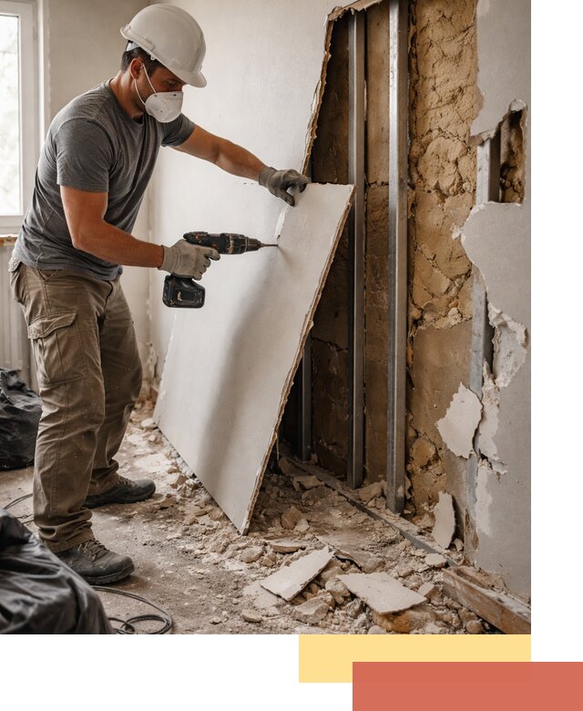 Демонтаж гипсокартона со стен в Подольске качественно и быстро