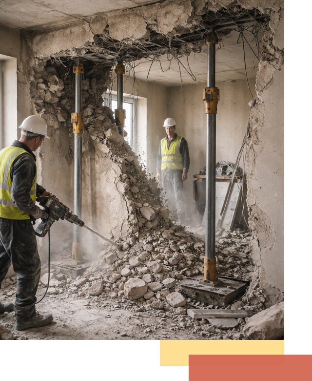 Снос несущих стен в Подольске с гарантией безопасности и качества