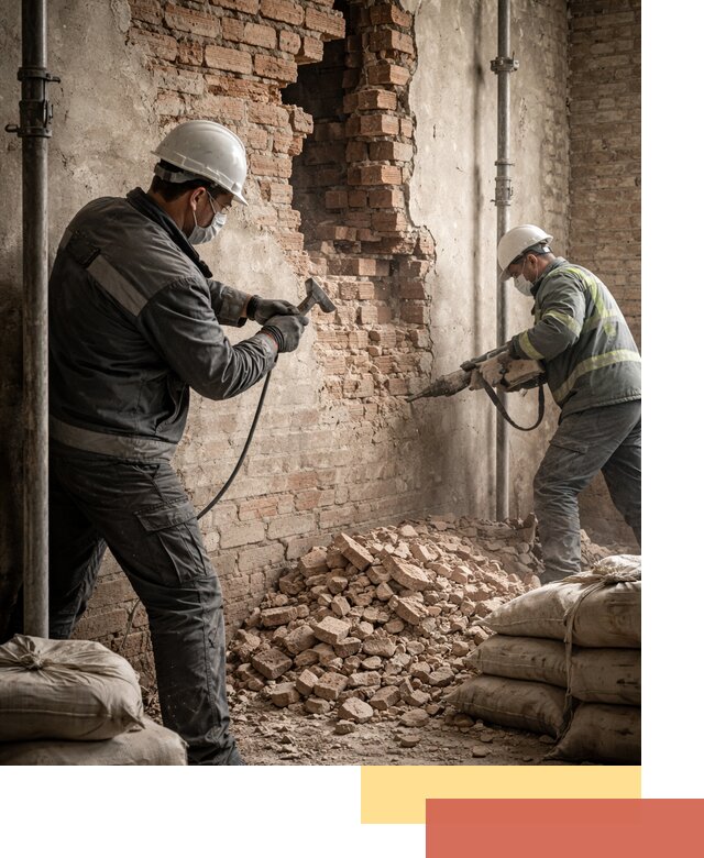 Демонтаж кирпичных стен в Подольске быстро и безопасно