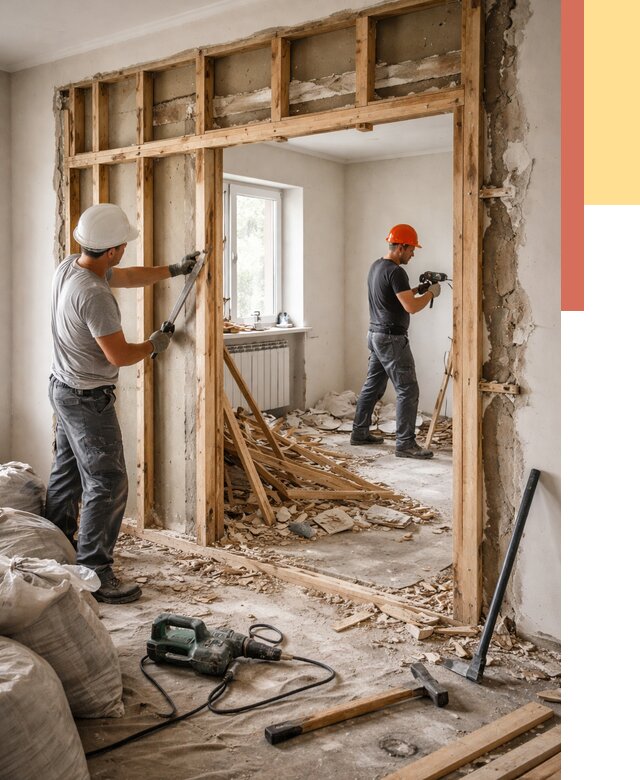 Демонтаж деревянных перегородок в Подольске от 3334 руб. — быстро и недорого | ОТДЕЛОЧНИК-Пдл