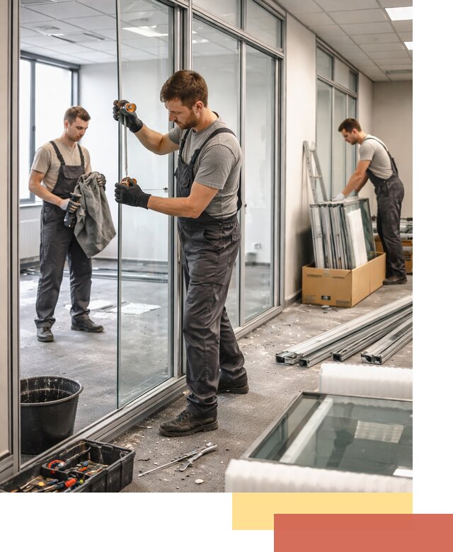 Демонтаж стеклянных перегородок в Подольске быстро и безопасно