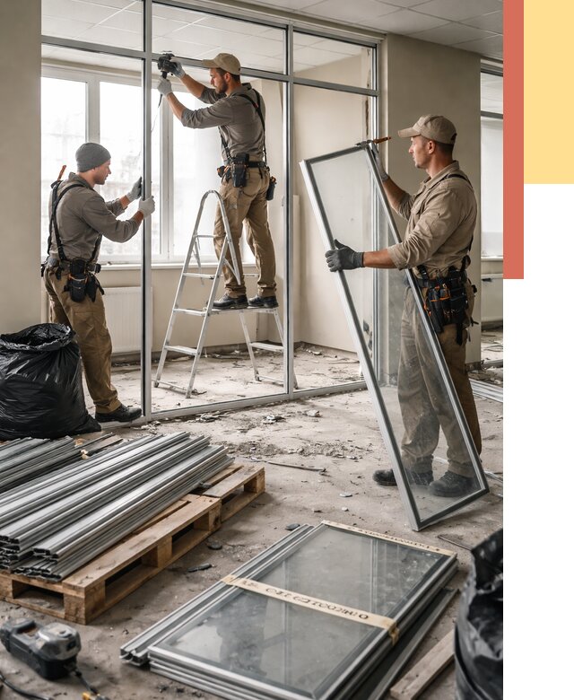 Демонтаж алюминиевых перегородок в Подольске от 4376 руб. — быстро и недорого | ОТДЕЛОЧНИК-Пдл