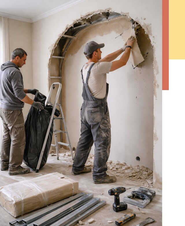 Демонтаж арки из гипсокартона в Подольске от 3646 руб. — услуги под ключ | ОТДЕЛОЧНИК-Пдл