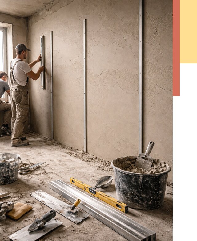 Штукатурка стен по маякам в Подольске от 5730 руб./м² — выравнивание под ключ | ОТДЕЛОЧНИК-Пдл