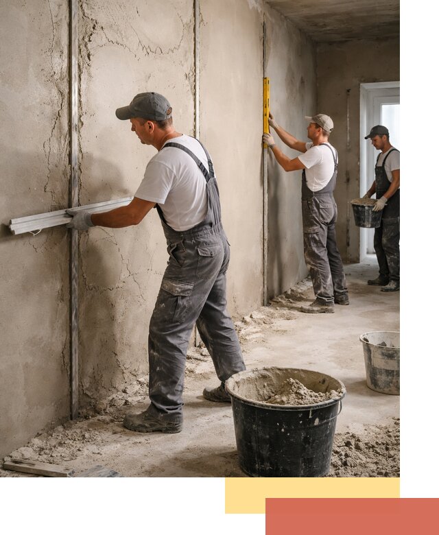 Штукатурка стен по маякам в Подольске — точная и ровная поверхность