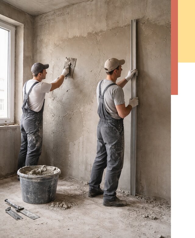 Штукатурка бетонных стен в Подольске от 4688 руб/м² — качественно и быстро | ОТДЕЛОЧНИК-Пдл