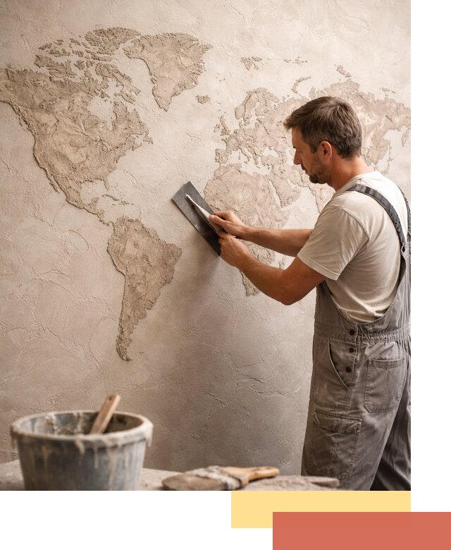 Декоративная штукатурка «Карта мира» под ключ в Подольске