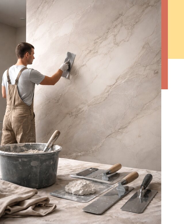 Декоративная штукатурка под мрамор в Подольске от 2917 руб./м² — быстро и недорого | ОТДЕЛОЧНИК-Пдл