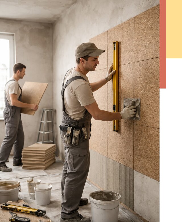 Монтаж пробковых панелей на стены в Подольске от 3646 руб. — ОТДЕЛОЧНИК-Пдл