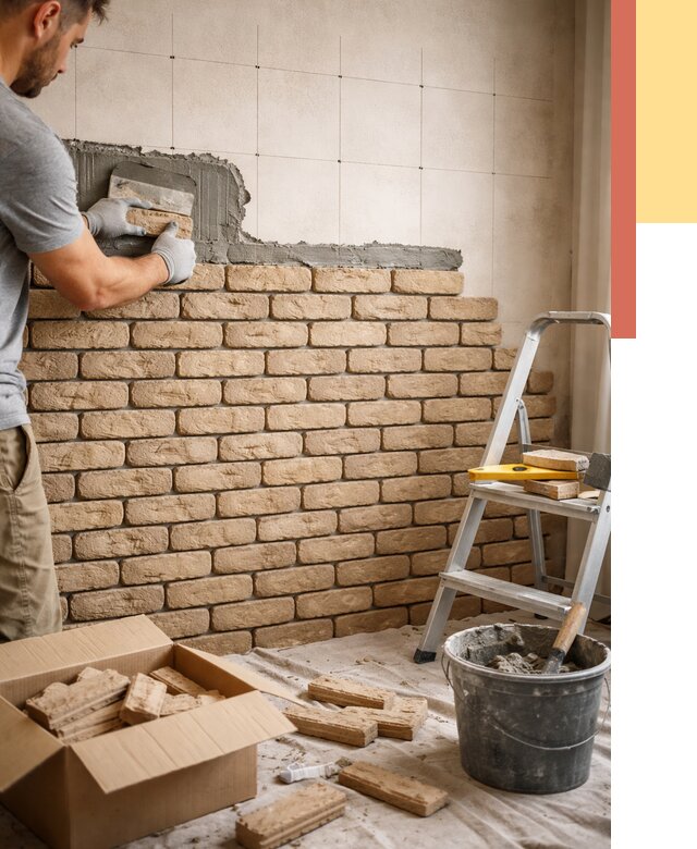 Монтаж декоративного кирпича в Подольске от 3334 руб./м² — быстро и недорого | ОТДЕЛОЧНИК-Пдл