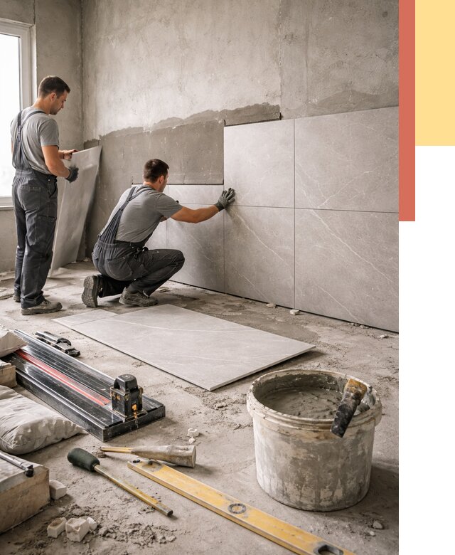 Облицовка стен керамогранитом в Подольске от 4376 руб./м² — услуги под ключ | ОТДЕЛОЧНИК-Пдл