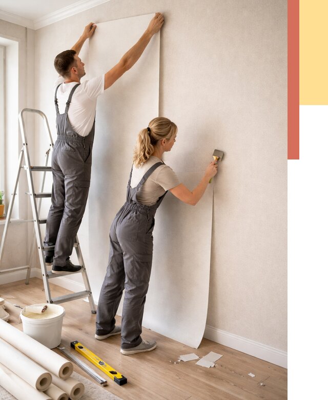 Поклейка флизелиновых обоев в Подольске от 6251 руб. | Быстро и недорого — ОТДЕЛОЧНИК-Пдл