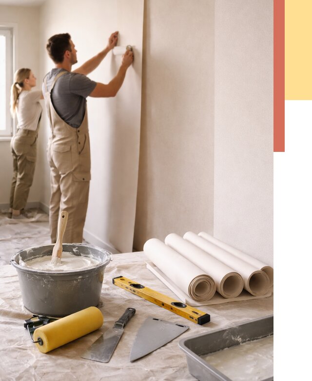 Поклейка бумажных обоев в Подольске от 5730 руб./м2 — быстро и недорого | ОТДЕЛОЧНИК-Пдл