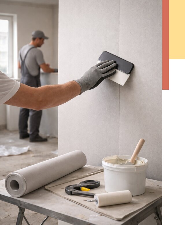 Поклейка обоев под покраску в Подольске от 3646 руб. за м2 | ОТДЕЛОЧНИК-Пдл