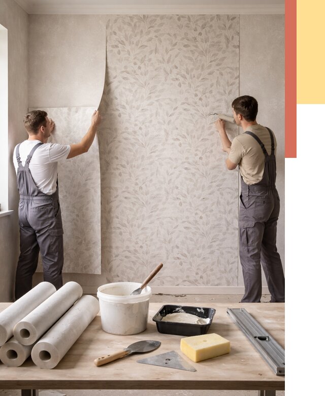 Поклейка обоев с подбором рисунка в Подольске от 3646 руб. | ОТДЕЛОЧНИК-Пдл - быстро и недорого