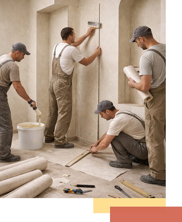 Поклейка обоев на сложные стены и неровные поверхности в Подольске