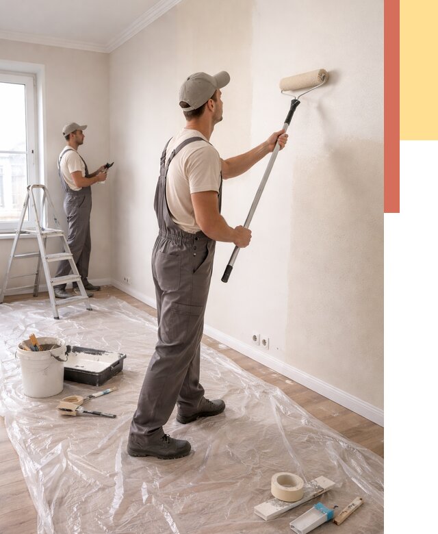 Покраска стен акриловой краской в Подольске от 3646 руб./м² — быстро и недорого | ОТДЕЛОЧНИК-Пдл