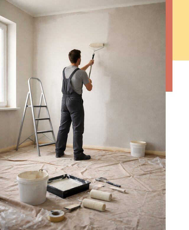 Покраска стен моющейся краской в Подольске от 365 руб./м² — быстро и недорого | ОТДЕЛОЧНИК-Пдл