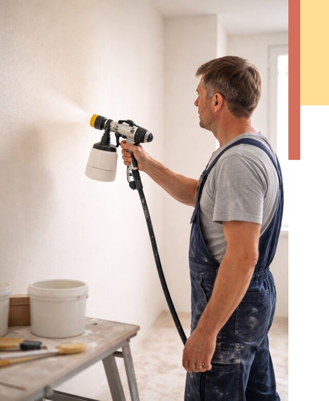 Покраска стен краскопультом в Подольске от 7814 руб. — механизированная покраска | ОТДЕЛОЧНИК-Пдл