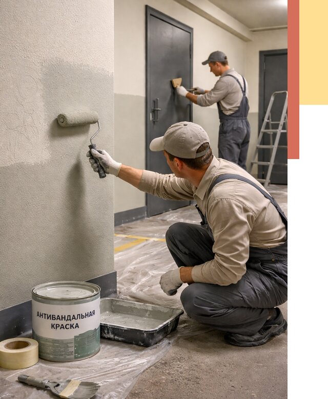 Покраска стен антивандальной краской в Подольске от 4688 руб./м² под ключ | ОТДЕЛОЧНИК-Пдл