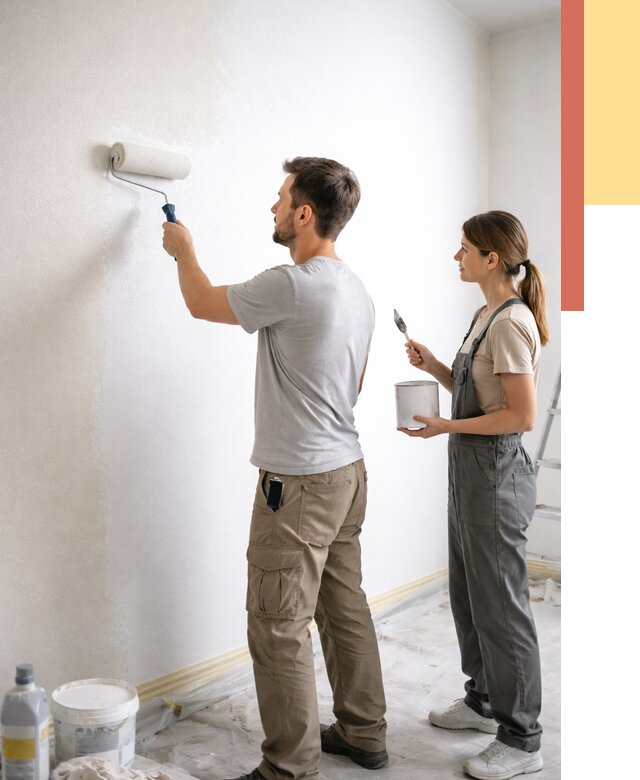 Окраска стен по стеклохолсту в Подольске от 4688 руб/м² под ключ | ОТДЕЛОЧНИК-Пдл