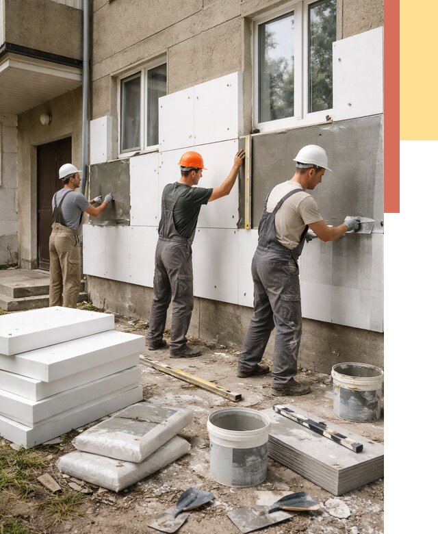 Утепление стен пенопластом в Подольске от 1823 руб. — недорого и под ключ | ОТДЕЛОЧНИК-Пдл