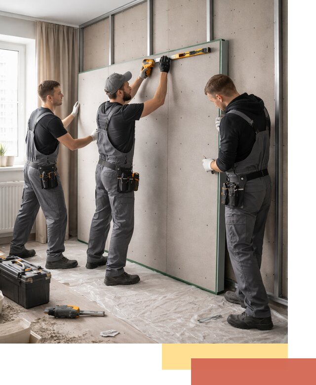 Шумоизоляция стен панелями ЗИПС в Подольске для жилых и коммерческих помещений