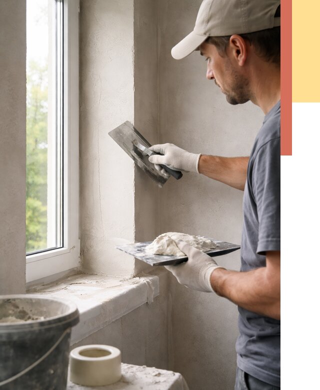 Штукатурка откосов в Подольске от 4688 руб/м² — услуги и выравнивание под ключ | ОТДЕЛОЧНИК-Пдл