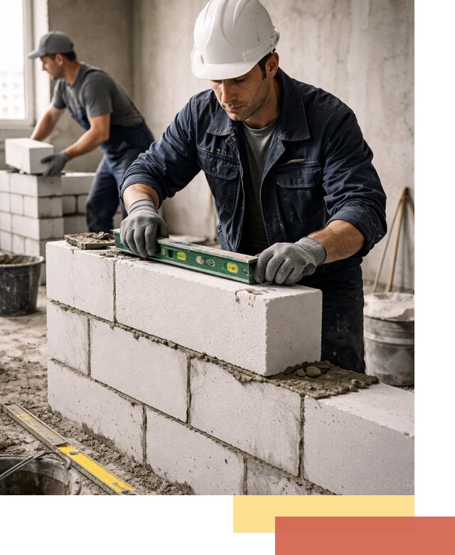 Кладка перегородок из пеноблока под ключ в Подольске