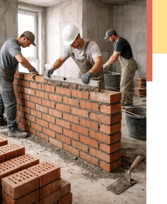 Кладка перегородок из кирпича в Подольске от 3646 руб. за м² | ОТДЕЛОЧНИК-Пдл