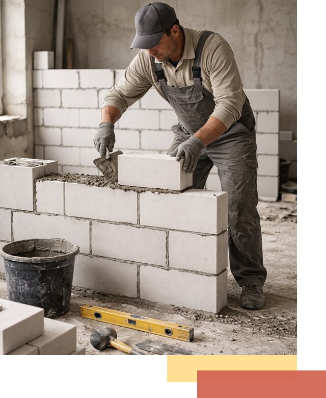 Кладка перегородок из силикатного блока в Подольске