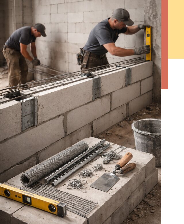 Армирование кладки перегородок в Подольске от 781 руб. под ключ | ОТДЕЛОЧНИК-Пдл