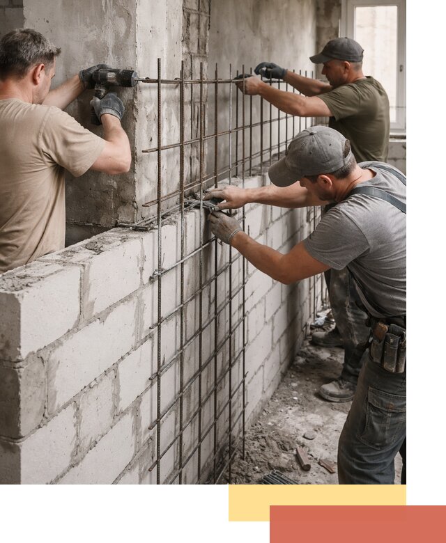 Армирование кладки перегородок в Подольске профессионально и надёжно