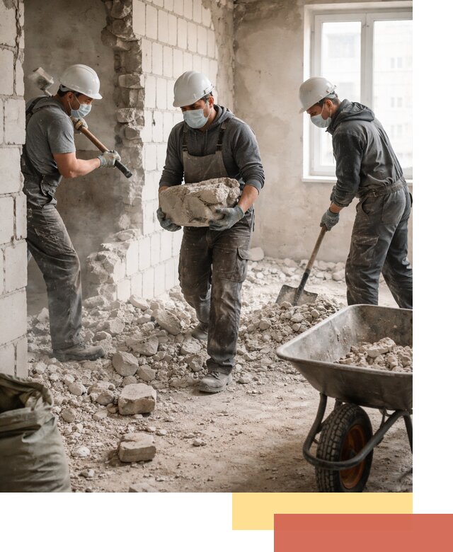 Демонтаж блочных перегородок в Подольске быстро и аккуратно