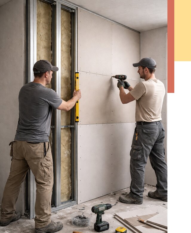 Монтаж двухслойной перегородки из гипсокартона в Подольске от 1511 руб. | ОТДЕЛОЧНИК-Пдл