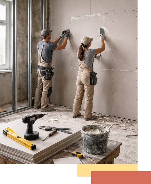 Монтаж двухслойной перегородки из гипсокартона в Подольске