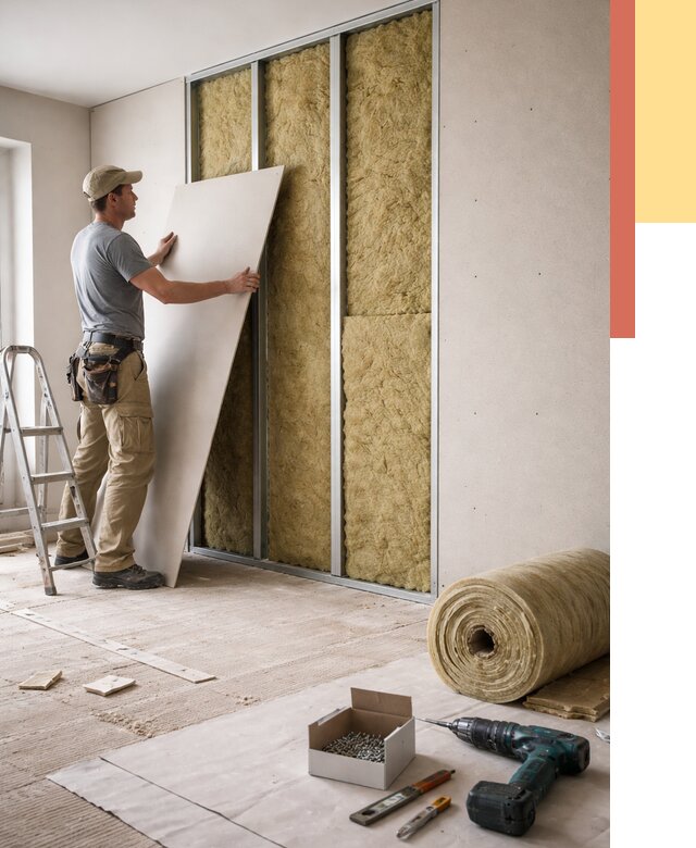 Перегородка из гипсокартона с шумоизоляцией в Подольске от 3250 руб. | ОТДЕЛОЧНИК-Пдл