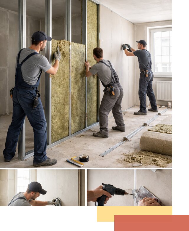 Перегородка из гипсокартона с шумоизоляцией в Подольске — монтаж под ключ