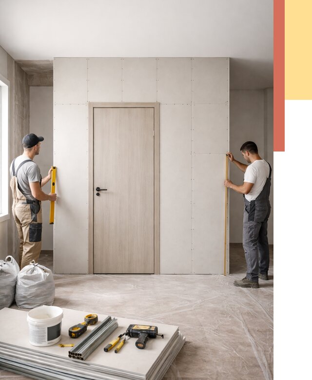 Перегородка из гипсокартона с дверью в Подольске от 4688 руб. под ключ | ОТДЕЛОЧНИК-Пдл