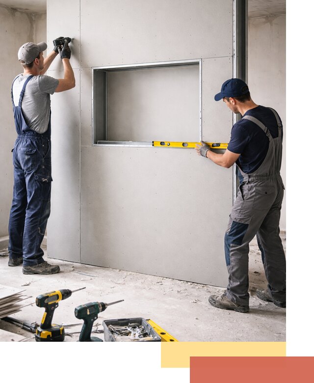 Перегородка из гипсокартона с нишей под декор в Подольске