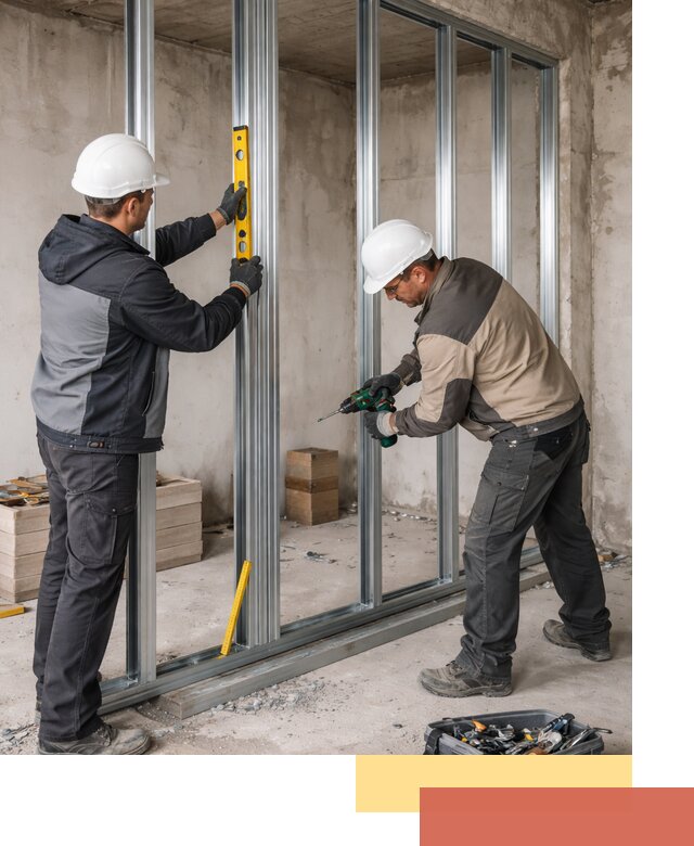 Монтаж каркаса перегородки из профиля в Подольске