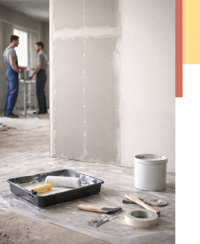 Покраска перегородок из гипсокартона в Подольске от 4688 руб. под ключ | ОТДЕЛОЧНИК-Пдл