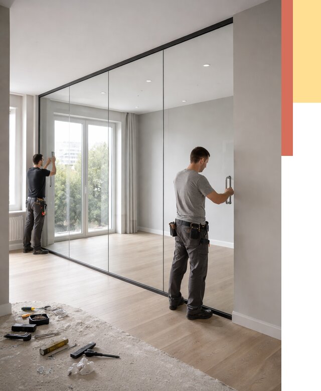 Изготовление стеклянных перегородок в Подольске от 12866 руб. под ключ | ОТДЕЛОЧНИК-Пдл