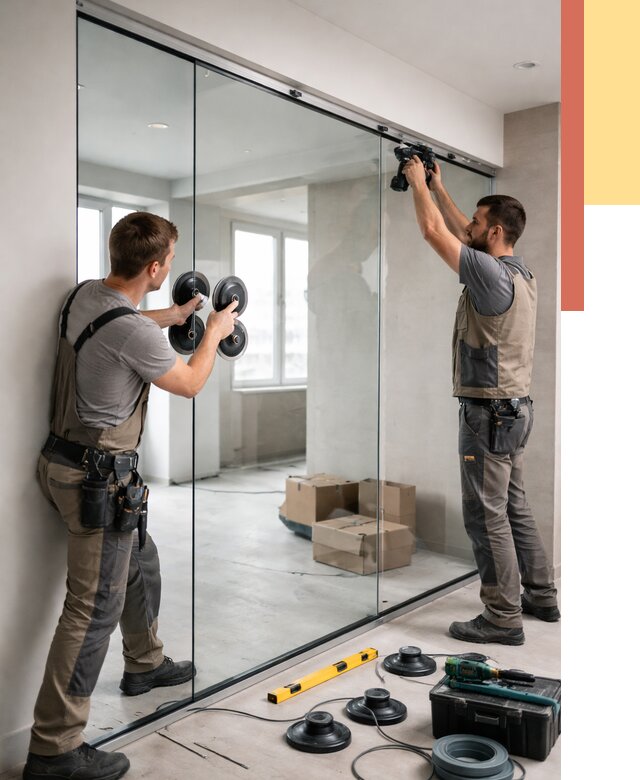 Монтаж стеклянных перегородок в Подольске от 6772 руб. | ОТДЕЛОЧНИК-Пдл