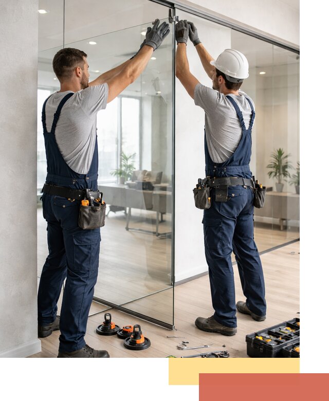 Безрамные стеклянные перегородки под ключ в Подольске