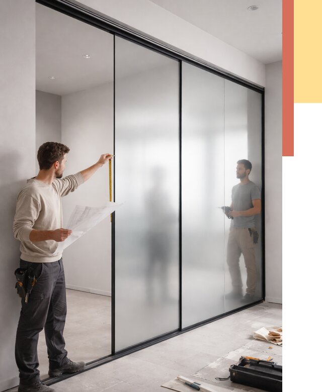 Матовые стеклянные перегородки в Подольске от 8855 руб. — монтаж и установка | ОТДЕЛОЧНИК-Пдл