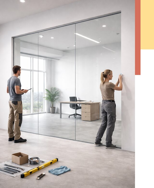 Перегородки из закаленного стекла в Подольске от 9897 руб. под ключ | ОТДЕЛОЧНИК-Пдл