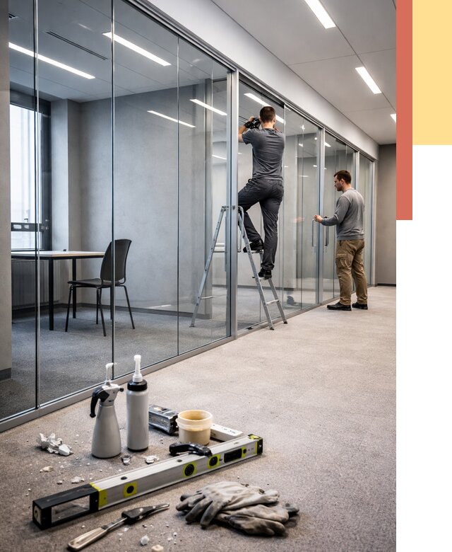 Стеклянные офисные перегородки в Подольске от 8855 руб. — монтаж и установка | ОТДЕЛОЧНИК-Пдл